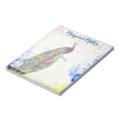 Peacock en hydrangea, gepersonaliseerd notitieblok (Linkerzijde)