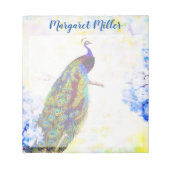 Peacock en hydrangea, gepersonaliseerd notitieblok (Voorkant)