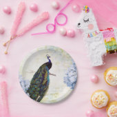 Peacock en hydrangea papieren bordje (Feest)