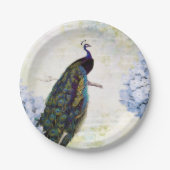 Peacock en hydrangea papieren bordje (Voorkant)
