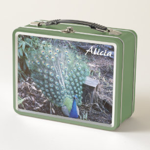 Peacock en Indigo Bunting Metal Lunch Box