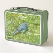 Peacock en Indigo Bunting Metal Lunch Box (Achterkant)