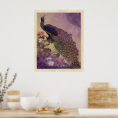 Peacock en Japanse pony's afdrukken Poster (Keuken)