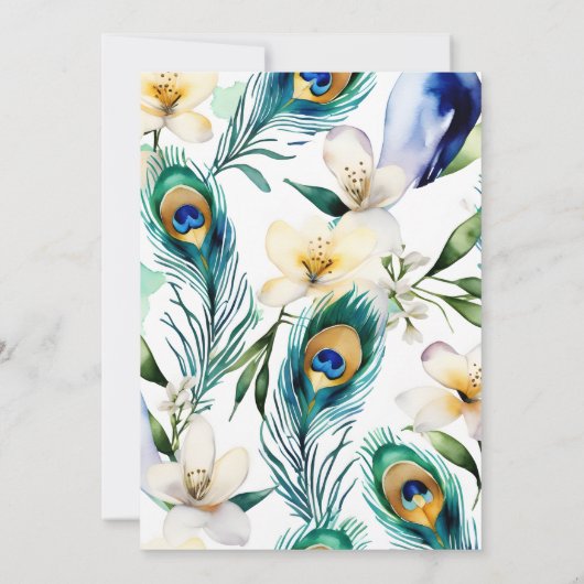 Peacock en jasmijn Indiase bruiloft mehndi sjabloo Kaart (Achterkant)