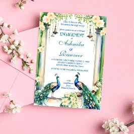 Peacock en jasmijn Indiase verloving sjabloon Kaart
