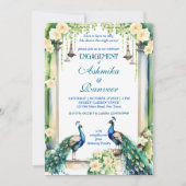 Peacock en jasmijn Indiase verloving sjabloon Kaart (Voorkant)