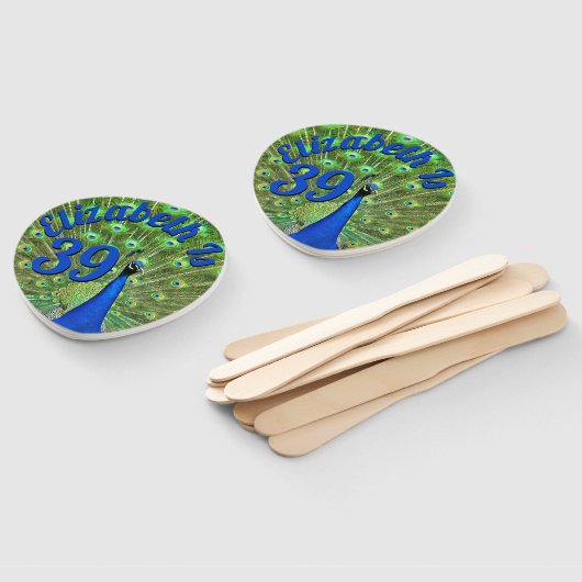 Peacock en Jouw tekst Handwaaier (Niet-gemonteerd)