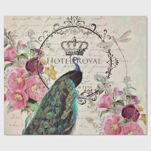 Peacock- en lentbloemen cadeaupapier (Vlak)