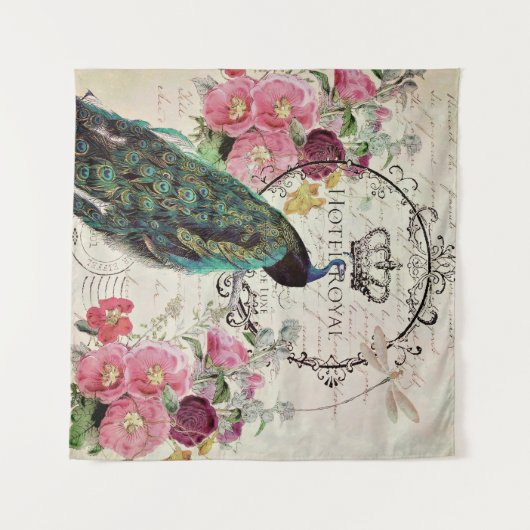 Peacock- en lentbloemen wandkleed (Voorkant (horizontaal))