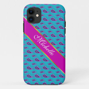 Peacock en Magenta Paisley Patroon iPhone 11 Hoesje