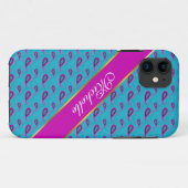 Peacock en Magenta Paisley Patroon Case-Mate iPhone Case (Achterkant (horizontaal))