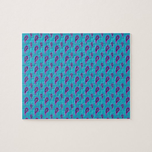 Peacock en Magenta Paisley Patroon Legpuzzel (Horizontaal)