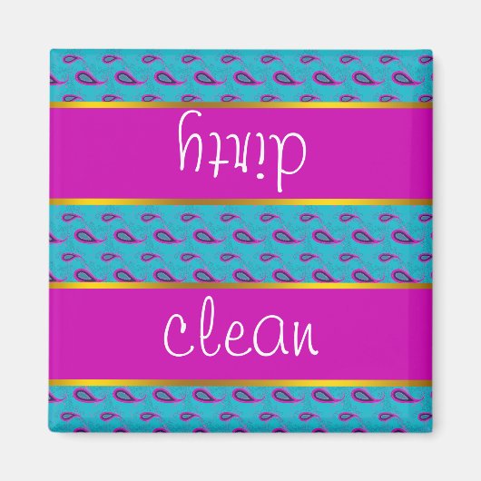 Peacock en Magenta Paisley Patroon Magneet (Voorkant)