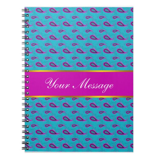 Peacock en Magenta Paisley Patroon Notitieboek (Voorkant)
