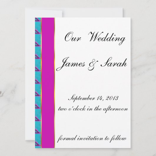 Peacock en Magenta Paisley Patroon Save The Date (Achterkant)