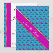 Peacock en Magenta Paisley Patroon Save The Date (Voorkant / Achterkant)