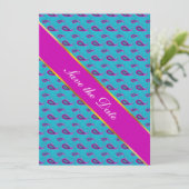 Peacock en Magenta Paisley Patroon Save The Date (Staand voorkant)