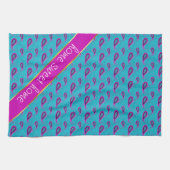 Peacock en Magenta Paisley Patroon Theedoek (Horizontaal)