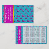 Peacock en Magenta Paisley Patroon Visitekaartje (Voorkant / Achterkant)