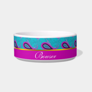 Peacock en Magenta Paisley Patroon Voerbakje