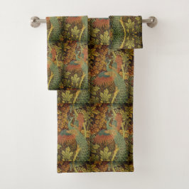 Peacock en oakleaf florale Victoriaans jacquard Bad Handdoek