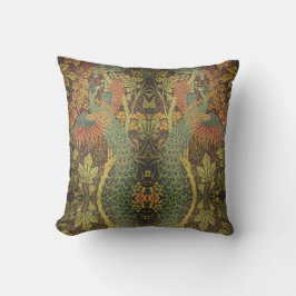 Peacock en oakleaf florale Victoriaans jacquard Buitenkussen