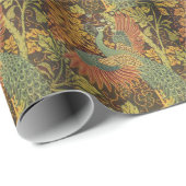 Peacock en oakleaf florale Victoriaans jacquard Cadeaupapier (Rol Hoek)