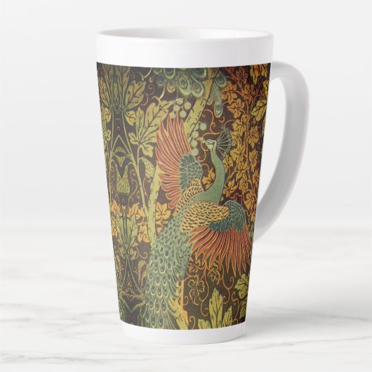 Peacock en oakleaf florale Victoriaans jacquard Latte Mok (Rechterhoek)