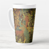 Peacock en oakleaf florale Victoriaans jacquard Latte Mok (Linkerhoek)