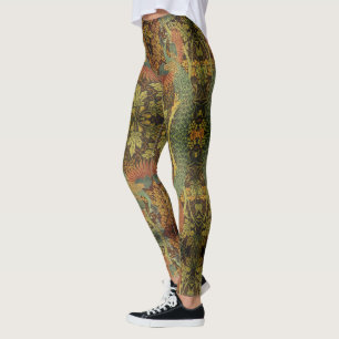 Peacock en oakleaf florale Victoriaans jacquard Leggings