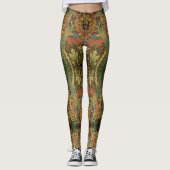 Peacock en oakleaf florale Victoriaans jacquard Leggings (Voorkant)