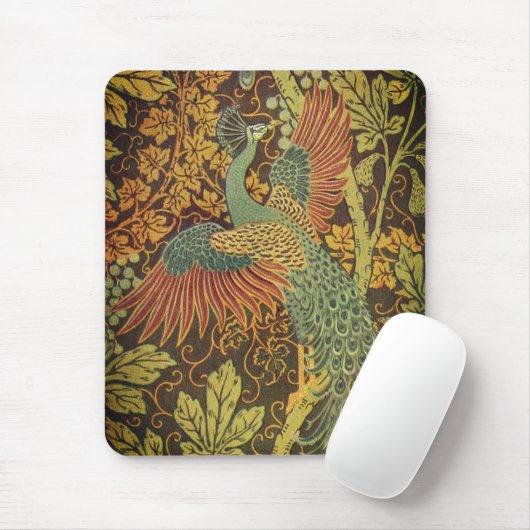 Peacock en oakleaf florale Victoriaans jacquard Muismat (Met muis)