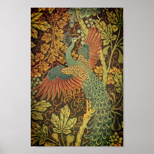 Peacock en oakleaf florale Victoriaans jacquard Poster (Voorkant)