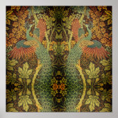 Peacock en oakleaf florale Victoriaans jacquard Poster (Voorkant)