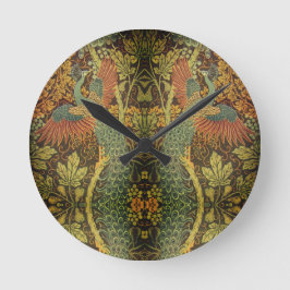 Peacock en oakleaf florale Victoriaans jacquard Ronde Klok