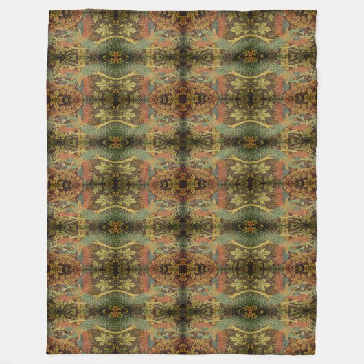 Peacock en oakleaf florale Victoriaans jacquard Th Fleece Deken (Voorkant)