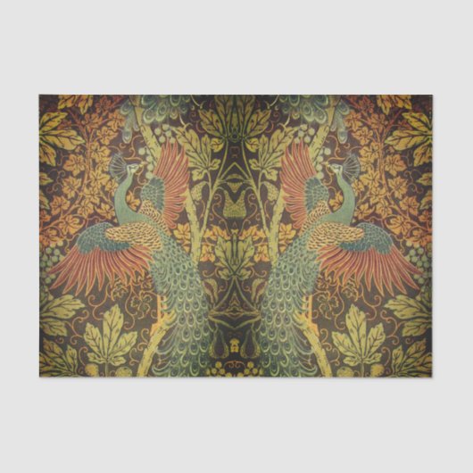 Peacock en oakleaf florale Victoriaans jacquard Tissuepapier (Voorkant)