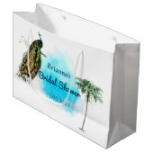 Peacock en Palm Vrijgezellenfeest Groot Cadeauzakje (Voorkant Gekanteld)