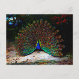 Peacock en Peacock Butterfly Briefkaart