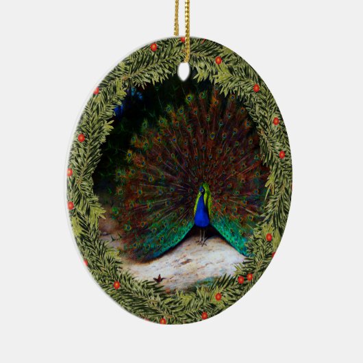 Peacock en Peacock Butterfly Keramisch Ornament (Rechts)