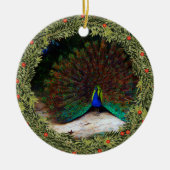 Peacock en Peacock Butterfly Keramisch Ornament (Voorkant)
