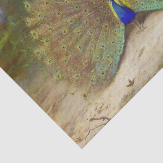 Peacock en Peacock Vlinder, Kunstillustratie Tissuepapier (Detail)