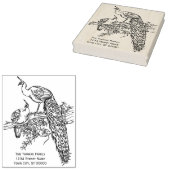 Peacock en Peahen op een Filiaalnaam Retouradres Rubberstempel (Gestempeld)