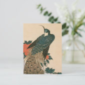 Peacock en pioenen door Hiroshige bruiloft Aankondigingskaart (Staand voorkant)
