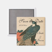 Peacock en pioenen door Hiroshige bruiloft Magneet (Voorkant / Achterkant)