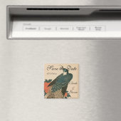 Peacock en pioenen door Hiroshige bruiloft Magneet (Insitu (Vaatwasser))