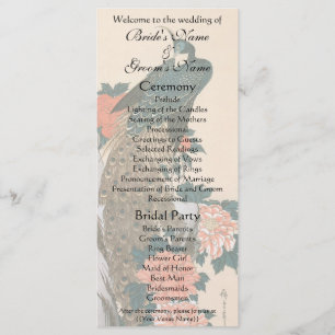 Peacock en pioenen door Hiroshige bruiloft Programmakaart