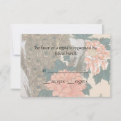 Peacock en pioenen door Hiroshige bruiloft RSVP Kaartje (Achterkant)