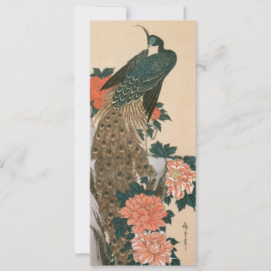 Peacock en pioenen door Hiroshige bruiloft Save The Date (Voorkant)