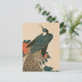 Peacock en pony's van Hiroshige, Japanse kunst Briefkaart (Staand voorkant)